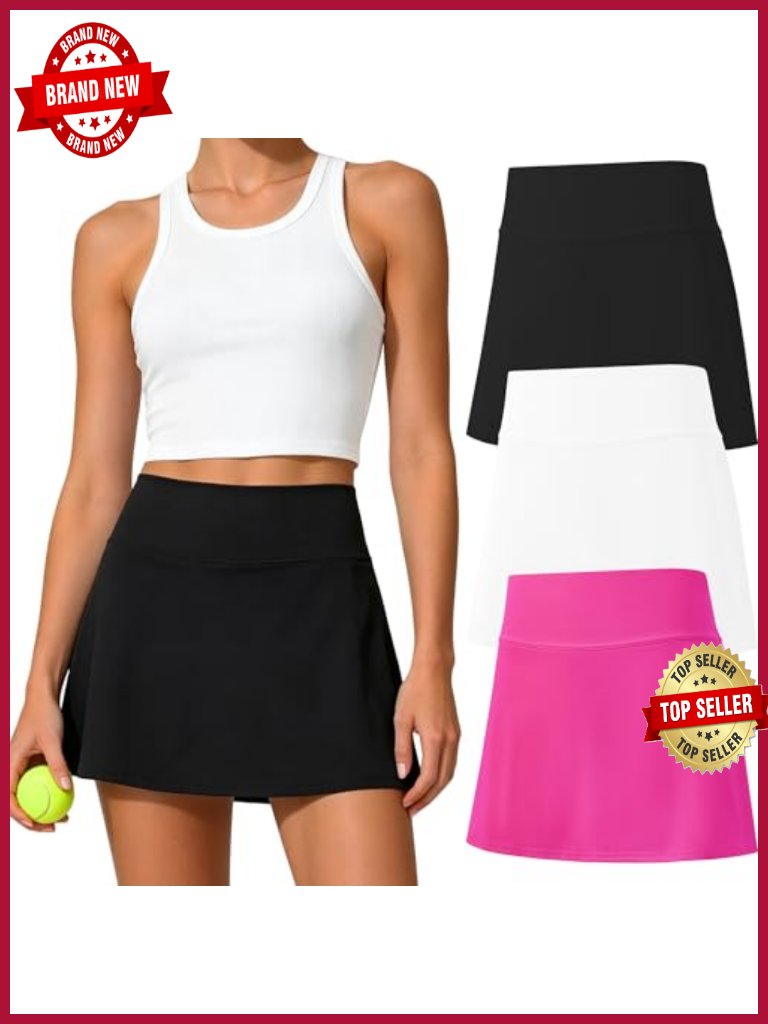 3 Pack Tennis Skirts For Women With Shorts Athletic Golf Skort High Waisted
